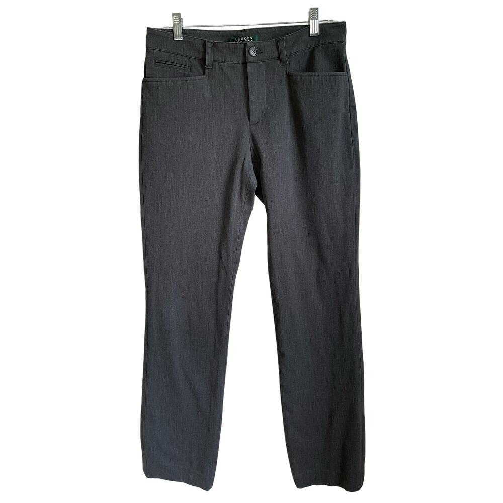 Lauren Ralph Lauren Gray Dress Pants Sz 6 Flat Front Mid-Rise Straight Career